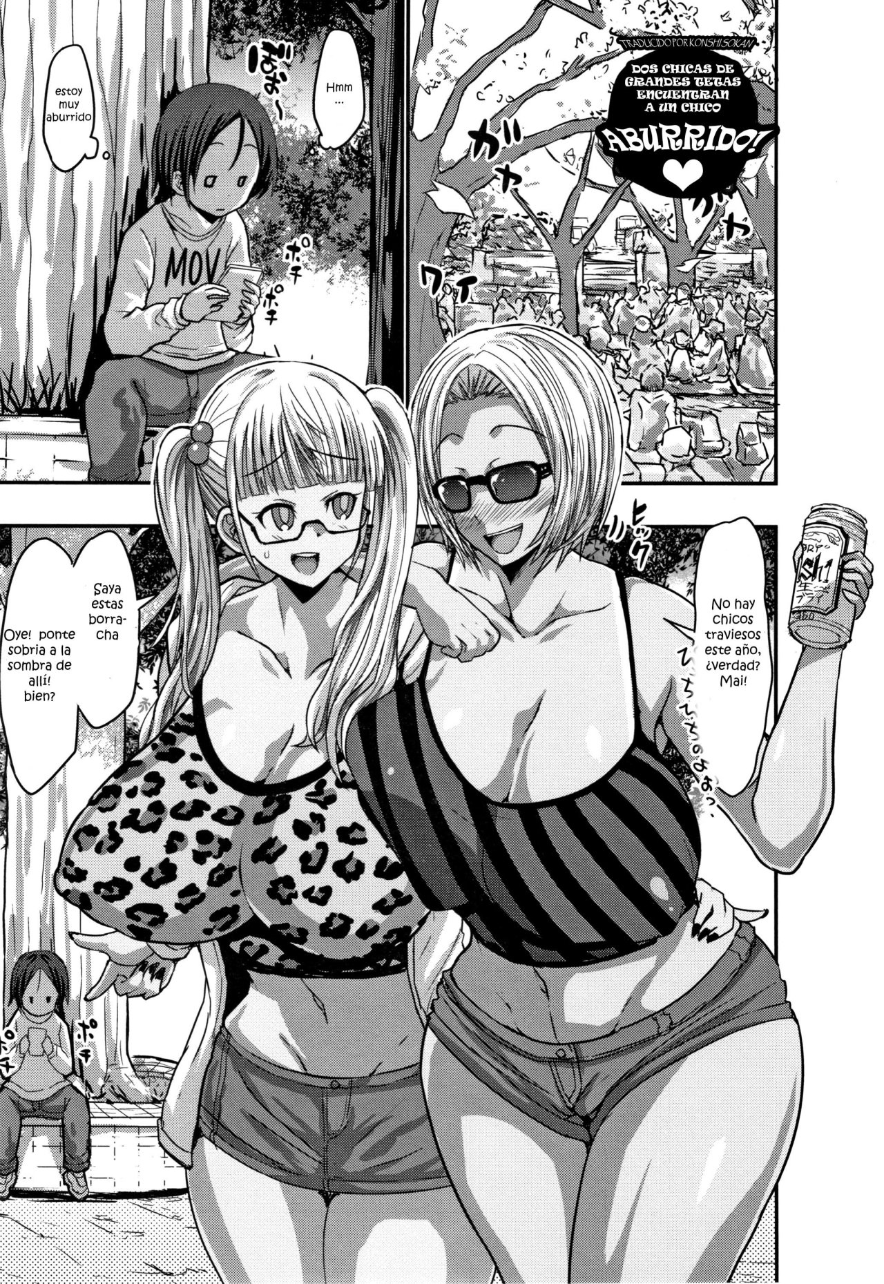 Dekapai Gal Futari ga Himasou na Danshi o Mitsuketa! | Two Big Tit Gals  Find A Bored Boy! - Page 1 - HentaiEra