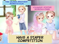 The Older Brother Momota and Little Sister Momoka Have a Diaper Competition